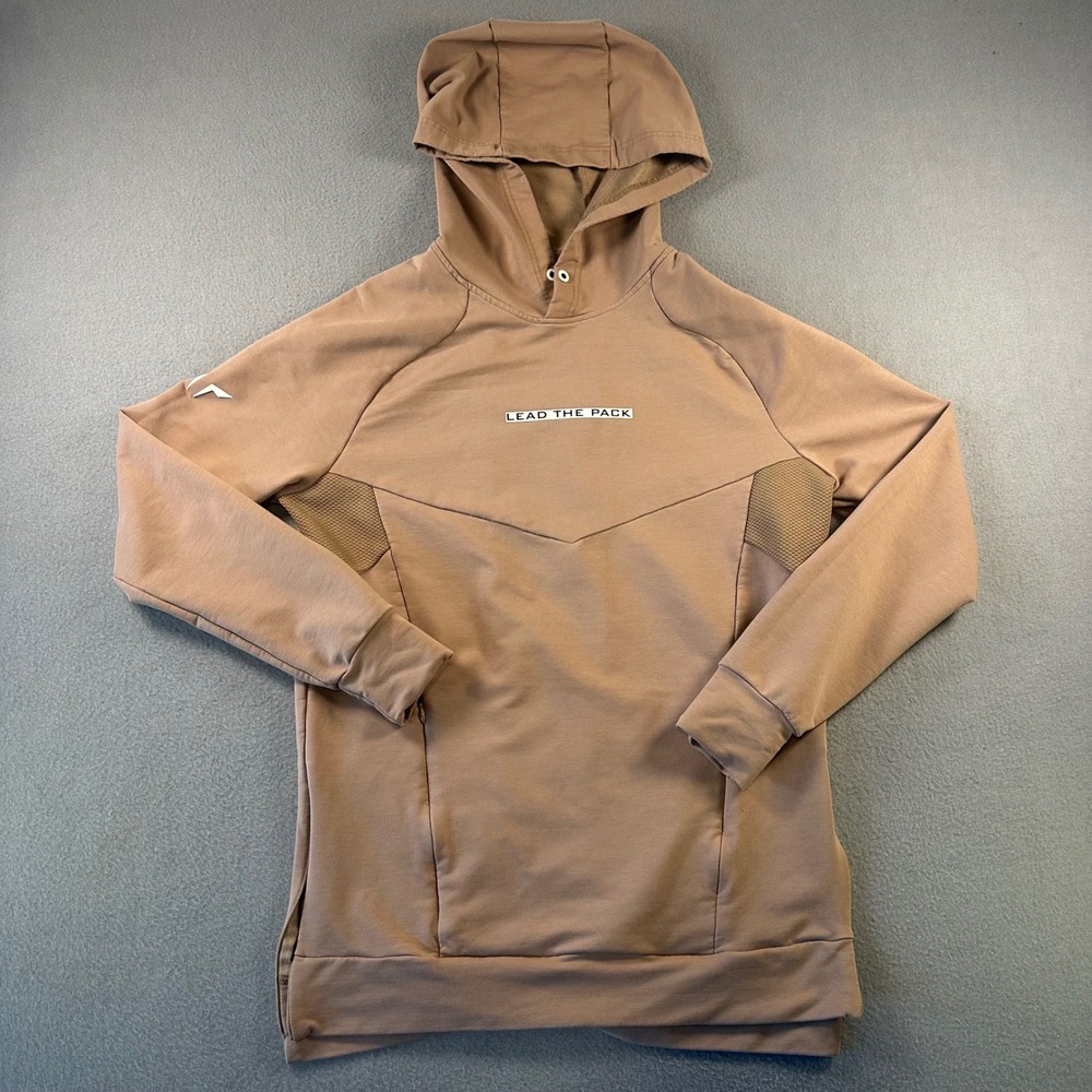 Squatwolf Mens Lead The Pack Hoodie Tan Brown Athletic Fit Gym Sweatshirt Small